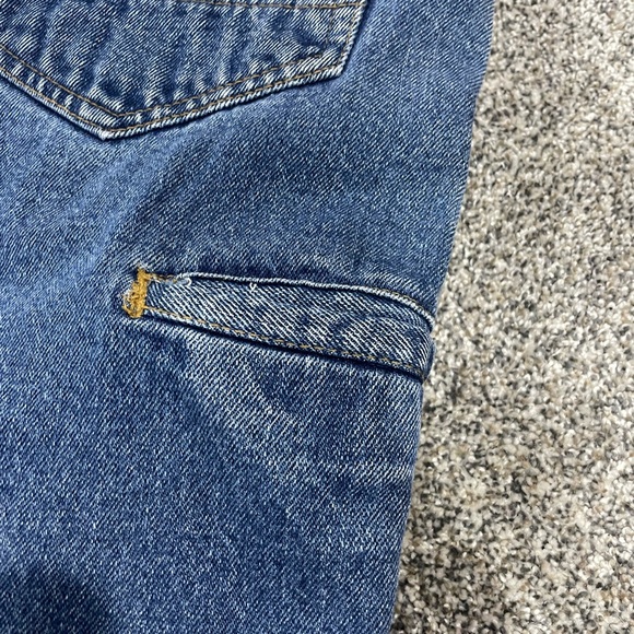 Lakin MCKey EUC flannel lined carpenter Blue Denim Jeans 34x32 vintage - Picture 3 of 11